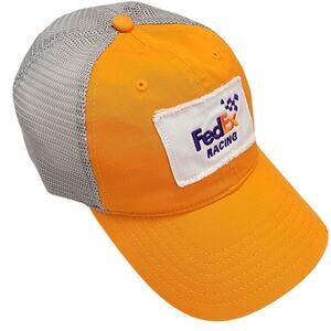 FedEx Racing Trucker Hat Orange Gray Mesh Snapback NASCAR Cap Vintage Style